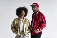 Load image into Gallery viewer, Embroidered Satin Baseball Jacket